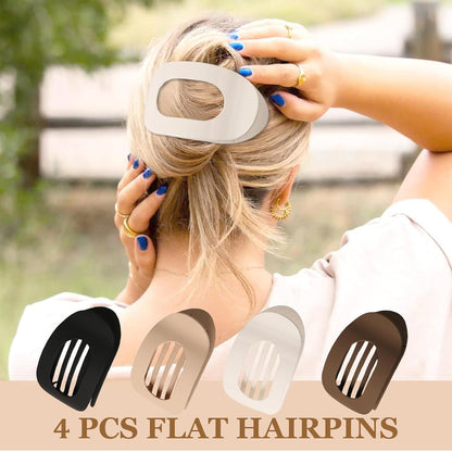 Flache Haarklammern Matt Schwarz Weiß Hellbraun Dunkelbraun