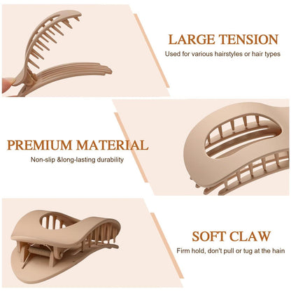 4er Set Flache Haarklammern in Neutralfarben - Mattes Design - Damen Claw Clips