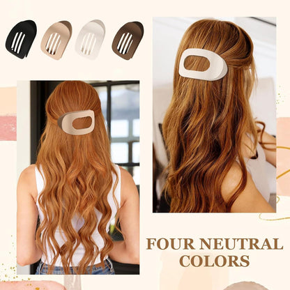 Haarklammern 4er Set Flach Matt Rund Lay Down Haar Clips in 4 Farben