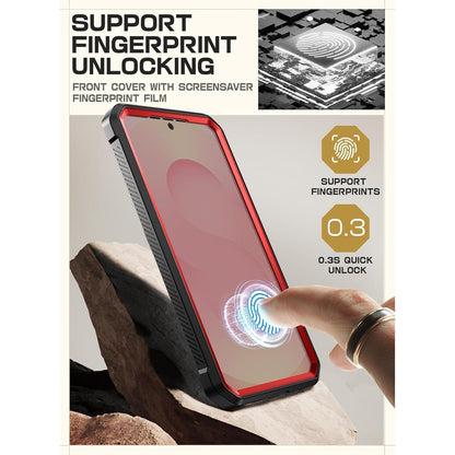 Samsung Galaxy S25 Hülle mit Gürtelclip & Ständer Rot