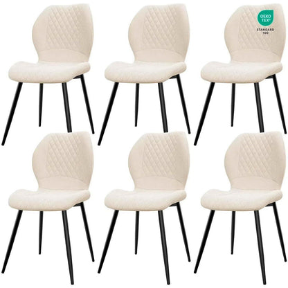 Bequeme Esszimmerstühle 6er Set, Gepolsterte Leinenstühle Beige