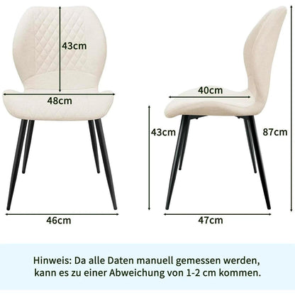 Bequeme Esszimmerstühle 6er Set, Gepolsterte Leinenstühle Beige