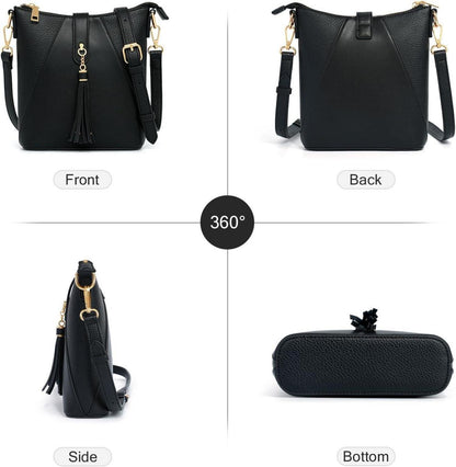 Damen Umhängetasche Leder Verstellbarer Gurt Crossbody Tasche