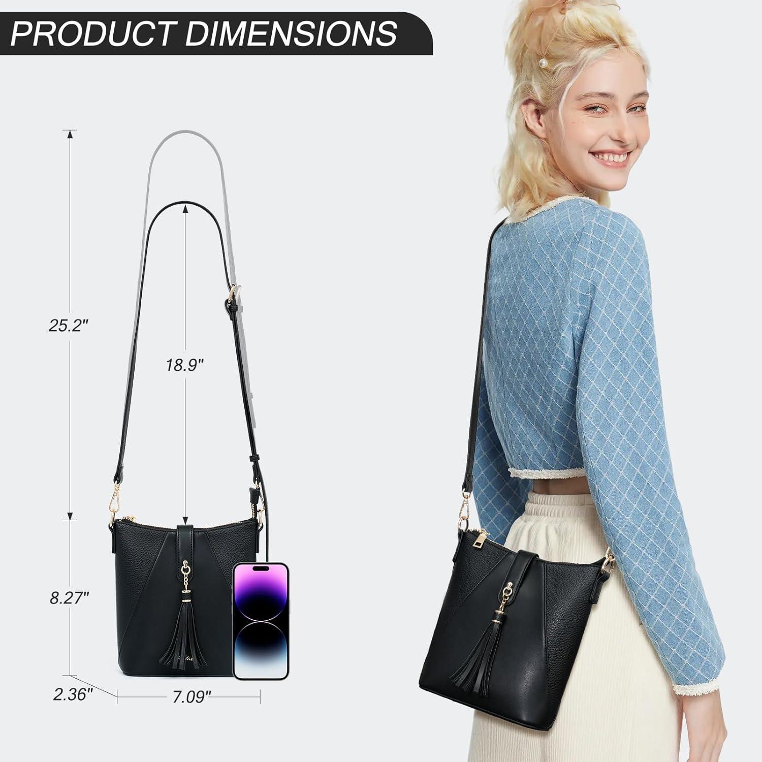 Umhängetasche Damen Kleine Handtasche Verstellbarer Breiter Gurt Leder