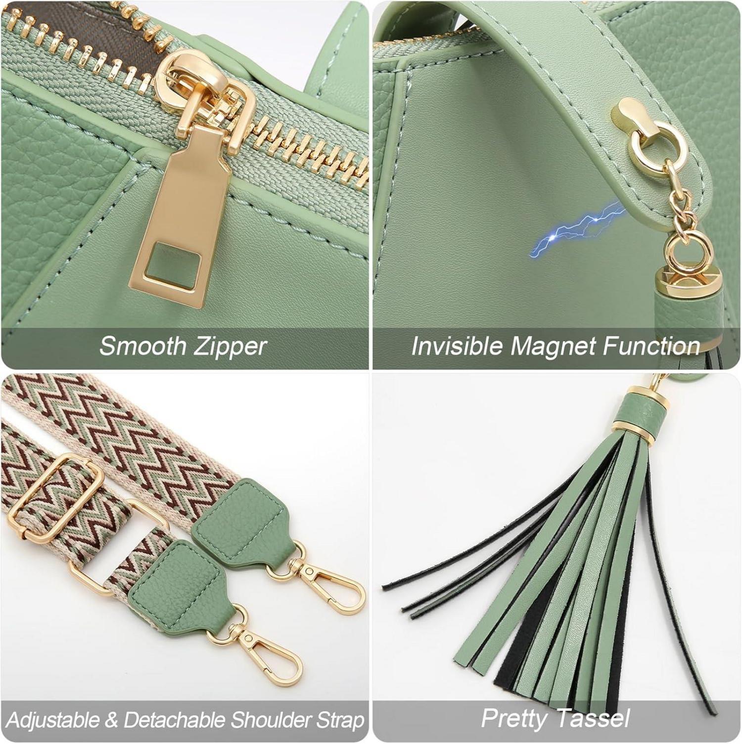 HILAEX Umhängetasche Damen - Kleine Handtasche Verstellbarer Gurt Leder Crossbody Tasche