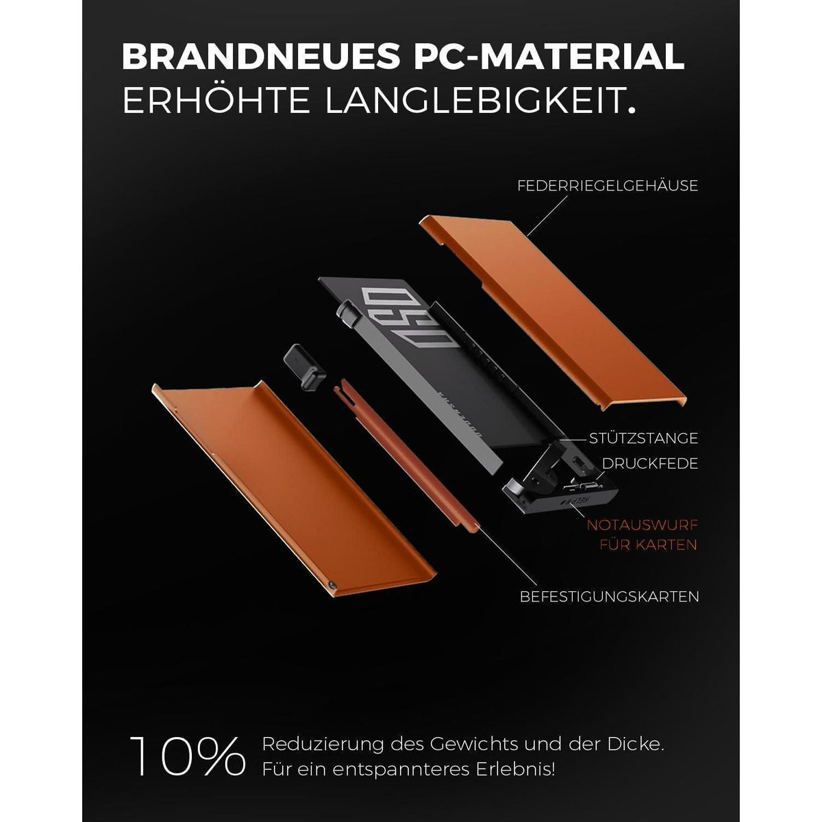 Slim Wallet mit Münzfach, RFID Schutz, Schwarz-Orange