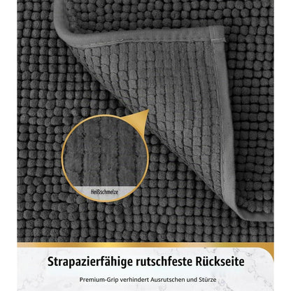 Chenille Badteppich dunkelgrau – Super saugfähig & rutschfest 50x80cm