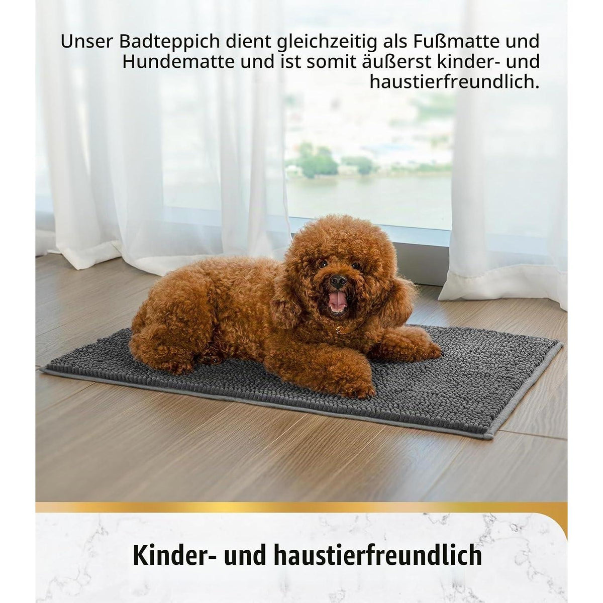 Chenille Badteppich dunkelgrau – Super saugfähig & rutschfest 50x80cm