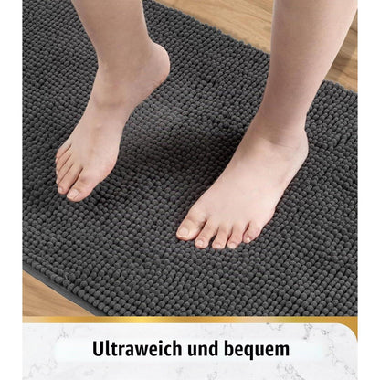 Chenille Badteppich dunkelgrau – Super saugfähig & rutschfest 50x80cm