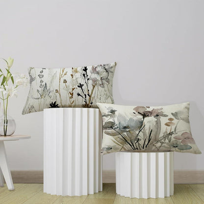 Blumen Kissenbezug 40x60 - 4er Set Leinen, Modern & Dekorativ