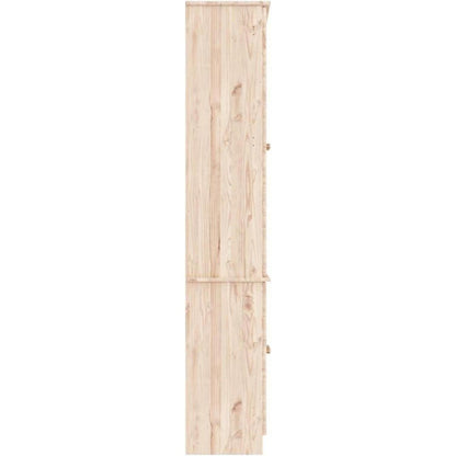 Massivholz Vitrine Kiefer Weiß – Schrank mit Glastüren