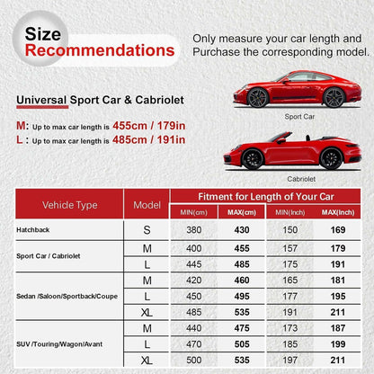 Premium Auto Abdeckplane Indoor Stretch Sportwagen-M