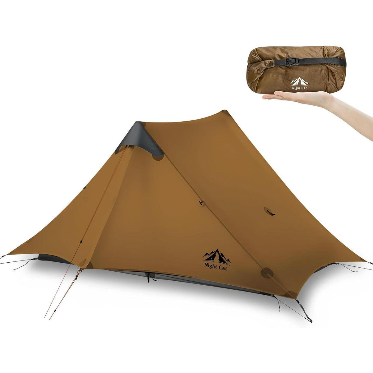 Ultraleichtes 2 Personen Trekkingzelt, wasserdicht, Khaki