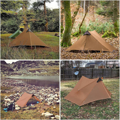 Ultraleichtes 2 Personen Trekkingzelt, wasserdicht, Khaki