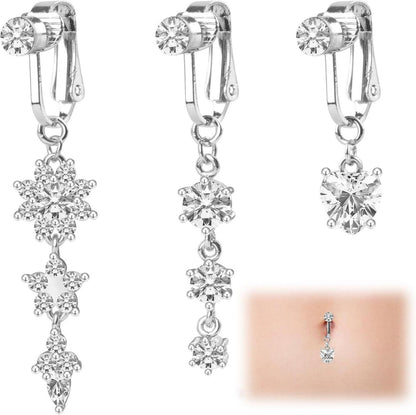 Fake Bauchnabelpiercing Clip Kristall Blumen Anhänger