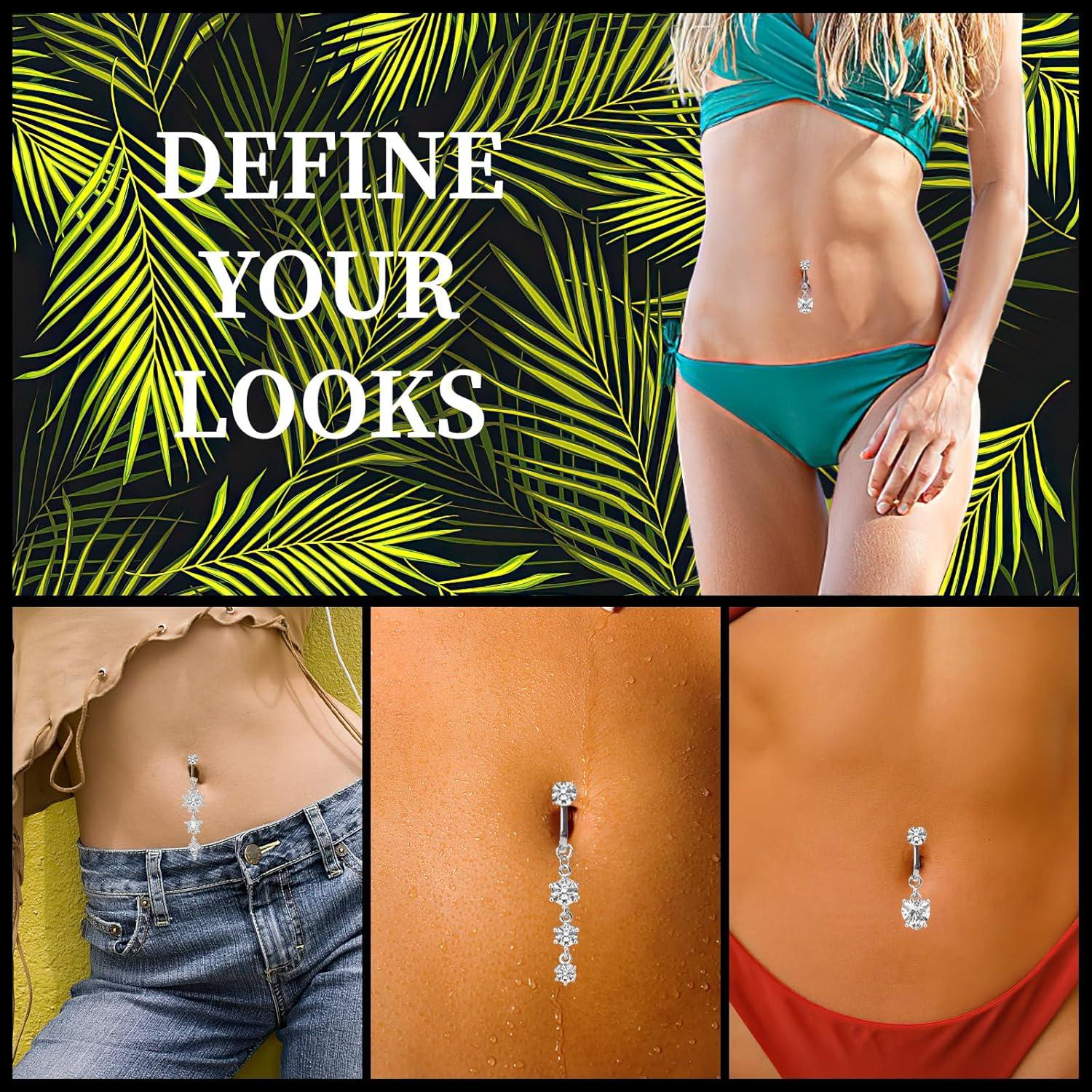 Fake Bauchnabelpiercing Clip Kristall Blumen Anhänger