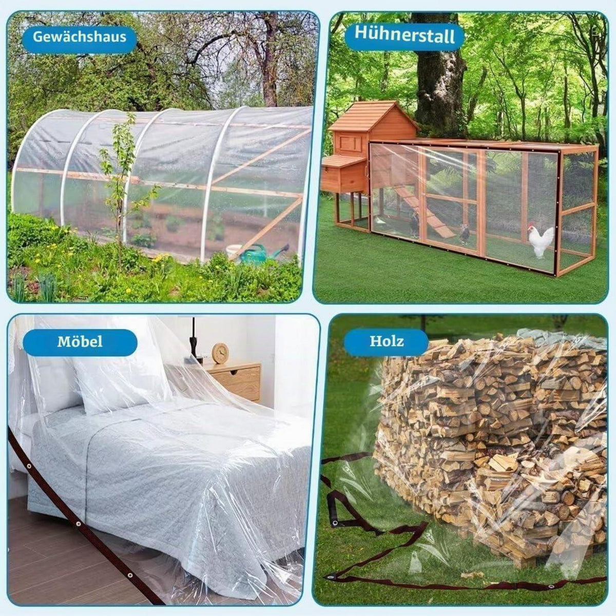 Transparente Abdeckplane 2.5x3m mit Ösen – Wasserdicht & Wetterfest