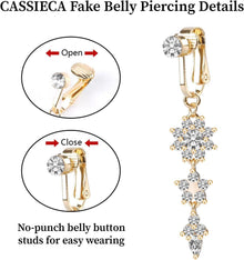 Moosono Fake Bauchnabelpiercing Kristallkugel Anhänger