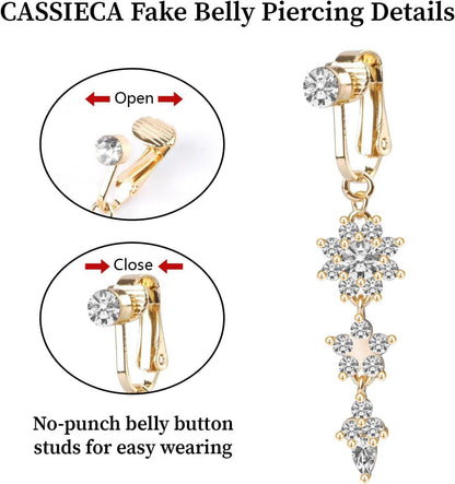 Moosono Fake Bauchnabelpiercing Kristallkugel Anhänger