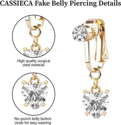 Fake Bauchnabel Piercing Chirurgenstahl Clip Kristall Anhänger Blumen Nabel Piercing