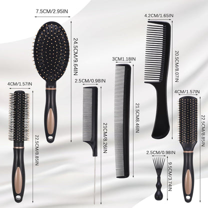 7-teiliges Haarbürsten Set für Damen und Herren