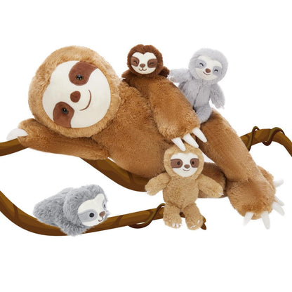XXL Faultier Kuscheltier Set mit 4 Babys - 56cm Plüschtier