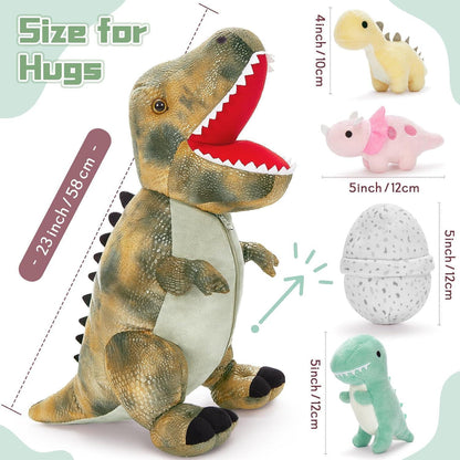 Riesiger Dino Kuscheltier 60cm mit 3 Babys im Bauch