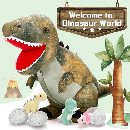 Riesiger Dino Kuscheltier 60cm mit 3 Babys im Bauch