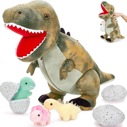 Riesiger Dino Kuscheltier 60cm mit 3 Babys im Bauch