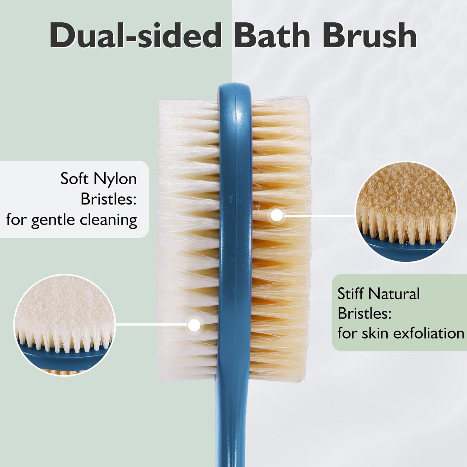 Rückenbürste Dusche Nass Trockenbürste 42 cm langem Griff natürliche