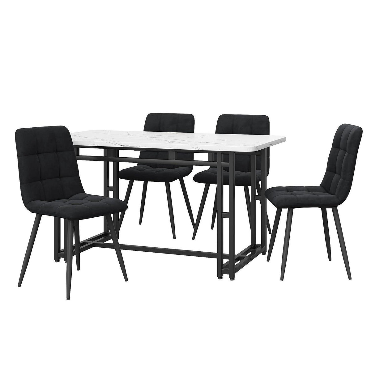 Esstisch Set Schwarz mit 4 Stühlen – Modernes Esszimmer