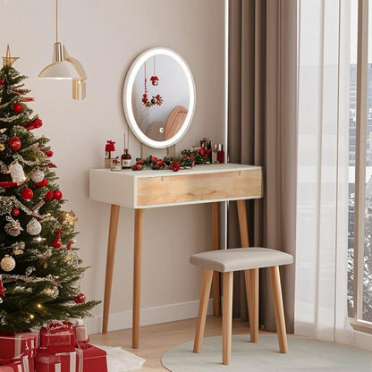 Schminktisch LED-Beleuchtung Spiegel 2 Schubladen 70cm