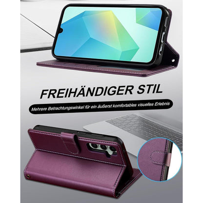 Samsung Galaxy A16 Hülle mit Kartenfach und Ständer, abnehmbar, lila in Lederoptik