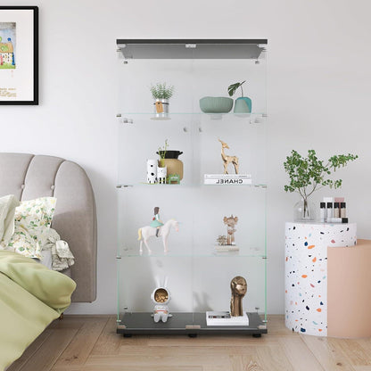Glasvitrine mit 2 Türen & 4 Einlegeböden – 164 cm hoch