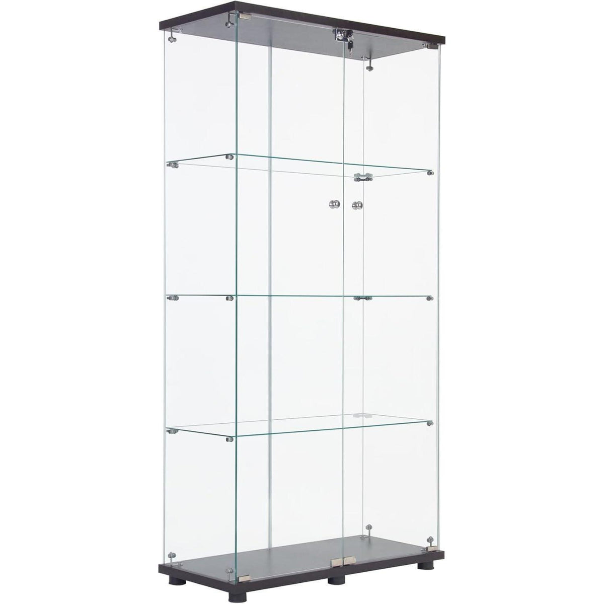 Glasvitrine mit 2 Türen & 4 Einlegeböden – 164 cm hoch