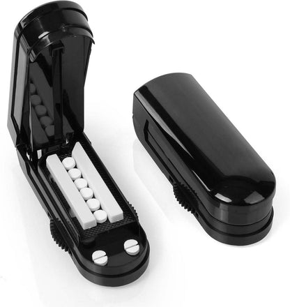 Tablettenteiler mit Zahnrädern und Aufbewahrungsfach