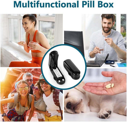 Pillenteiler Tabletten-Schneider mit Zahnrädern, Aufbewahrungsfach & Silikonpad