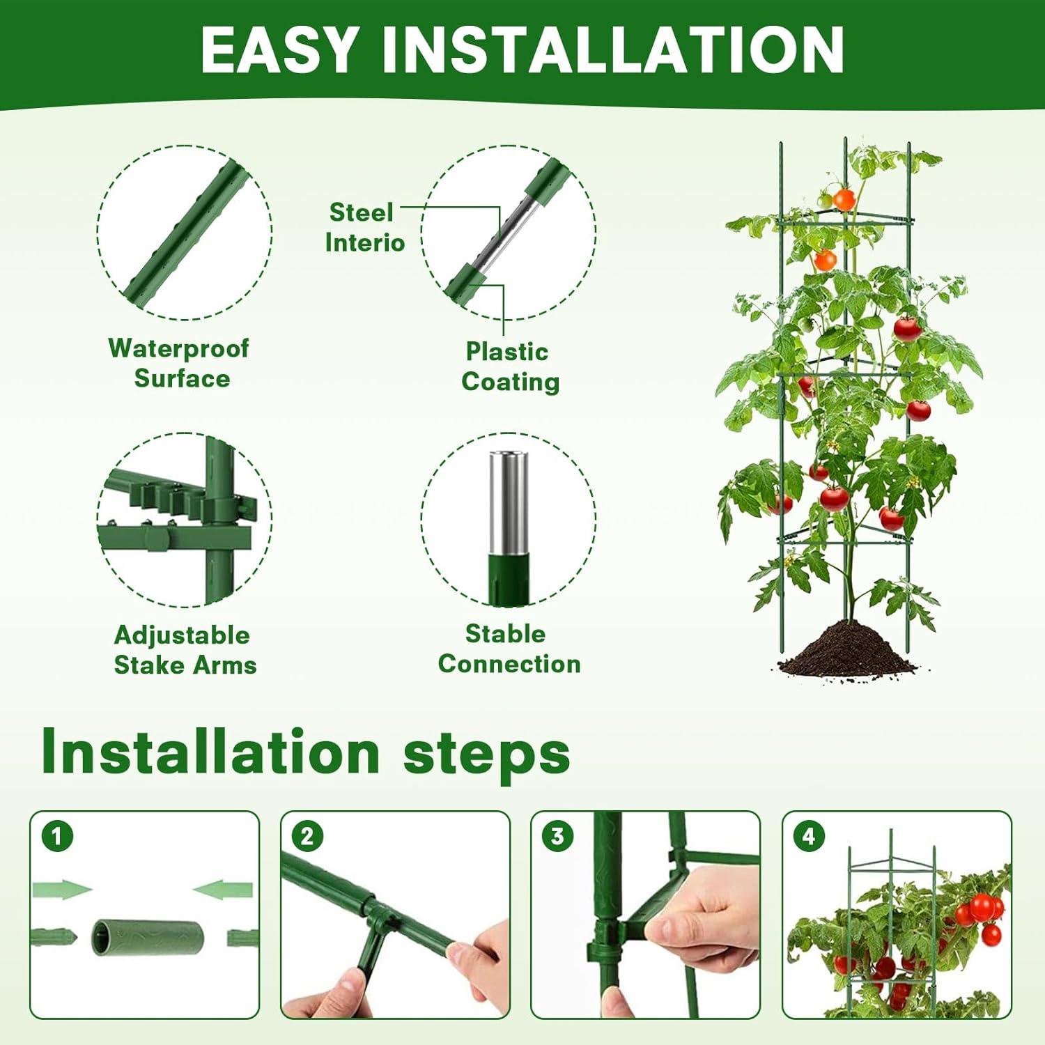 Tomaten Rankhilfe Set 6 Stück 120 cm Höhe Tomate Kletterpflanzen Clips Garten