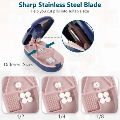 Tablettenteiler Pillenschneider mit Aufbewahrungsfach Scharfe Klingen