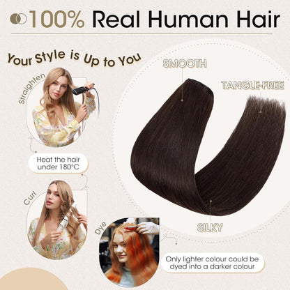 Echthaar Clip-Ins dunkelbraun 40cm - 8-teiliges Set