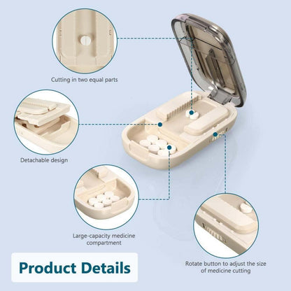 Pillenteiler für Tabletten, Tablettenschneider mit Aufbewahrungsfach