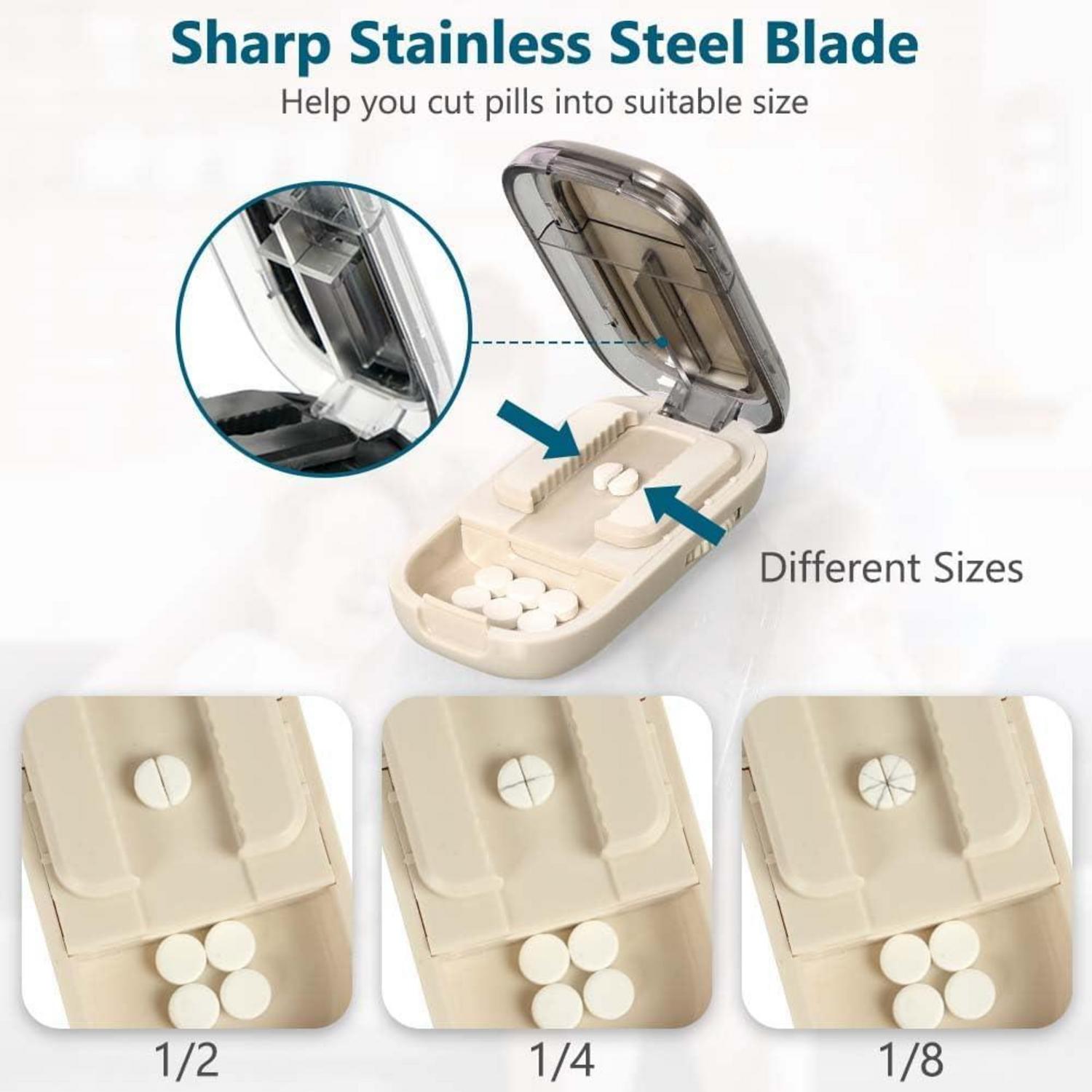 Tablettenteiler für kleine und große Tabletten mit Aufbewahrungsfach