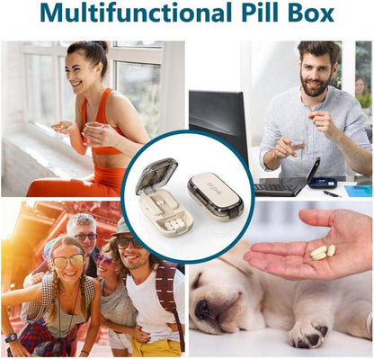 Tablettenteiler Pillenschneider Aufbewahrungsfach Weiß ABS Edelstahl