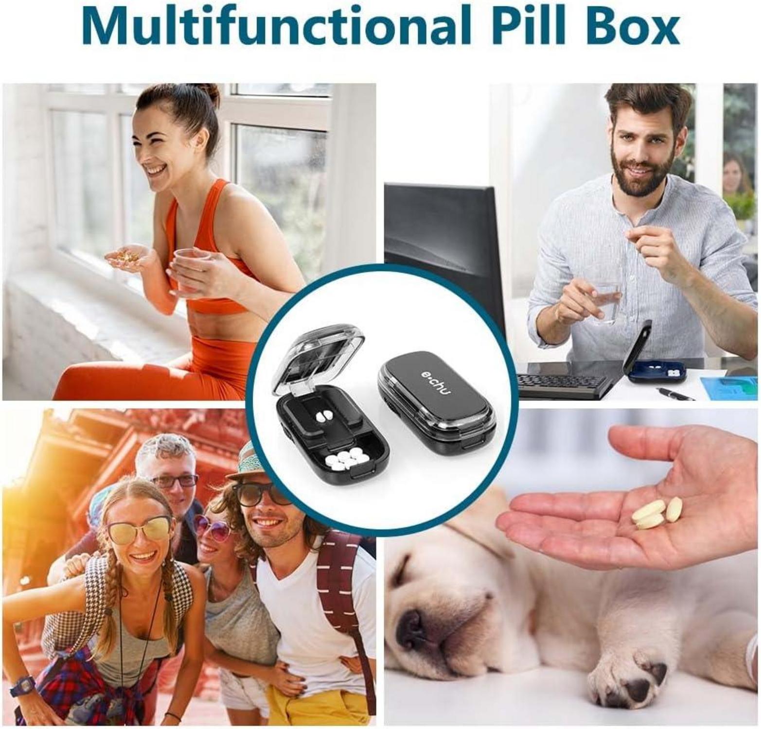 Tablettenteiler Pillenschneider mit Aufbewahrungsfach Schwarz