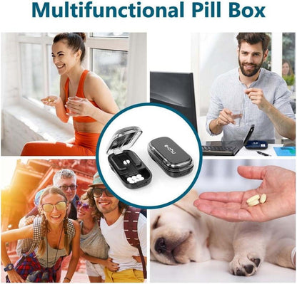 Tablettenteiler Pillenschneider mit Aufbewahrungsfach Schwarz