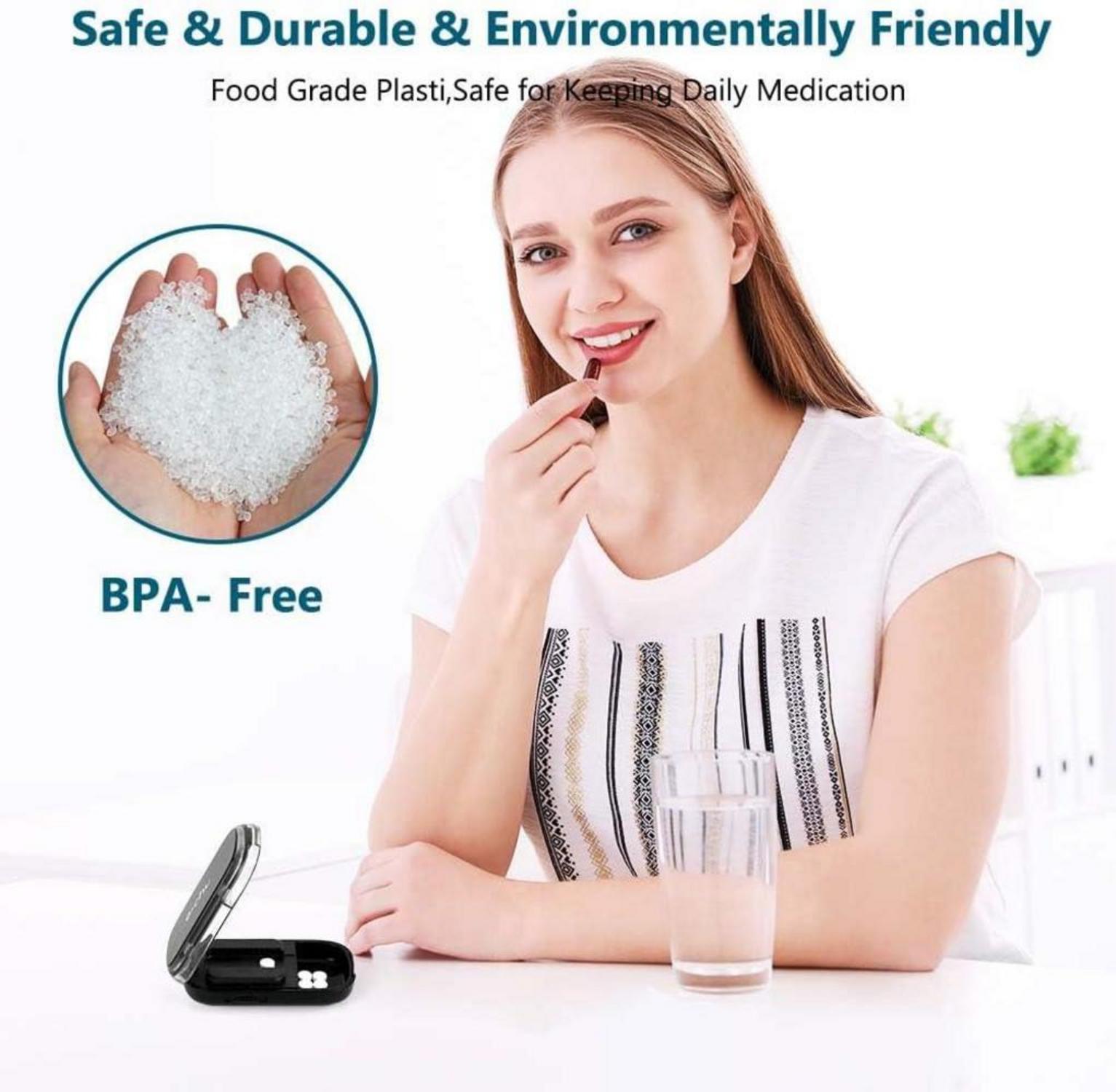 Tablettenteiler & Pillenschneider mit Aufbewahrungsfach, Schwarz