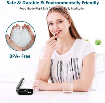 Tablettenteiler & Pillenschneider mit Aufbewahrungsfach, Schwarz