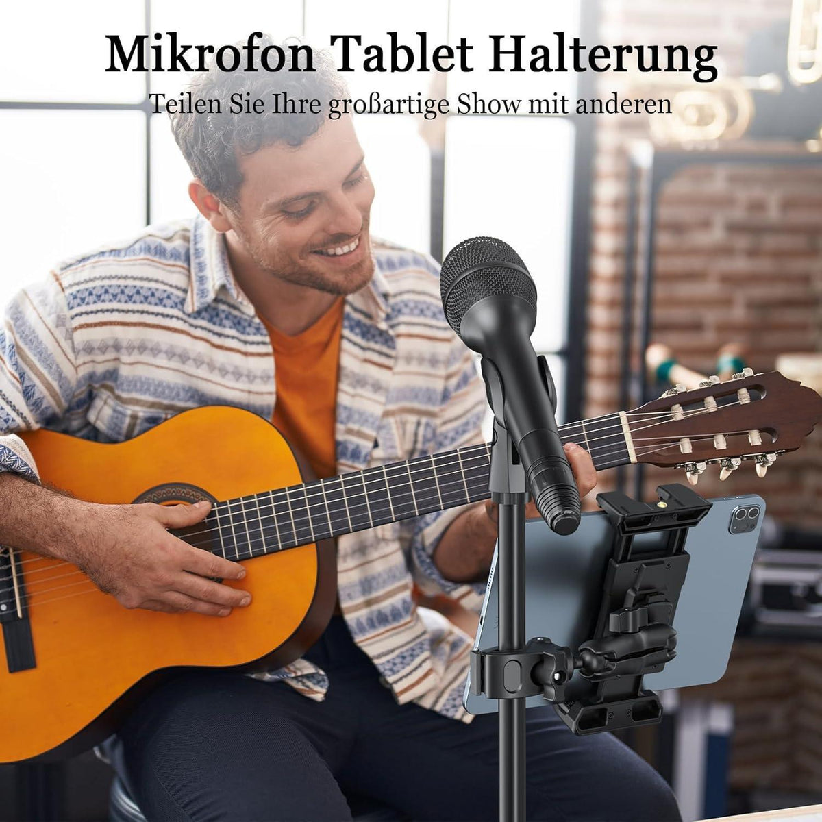 Tablet Halter für Laufband & Mikrofonständer – 360° Einstellbar
