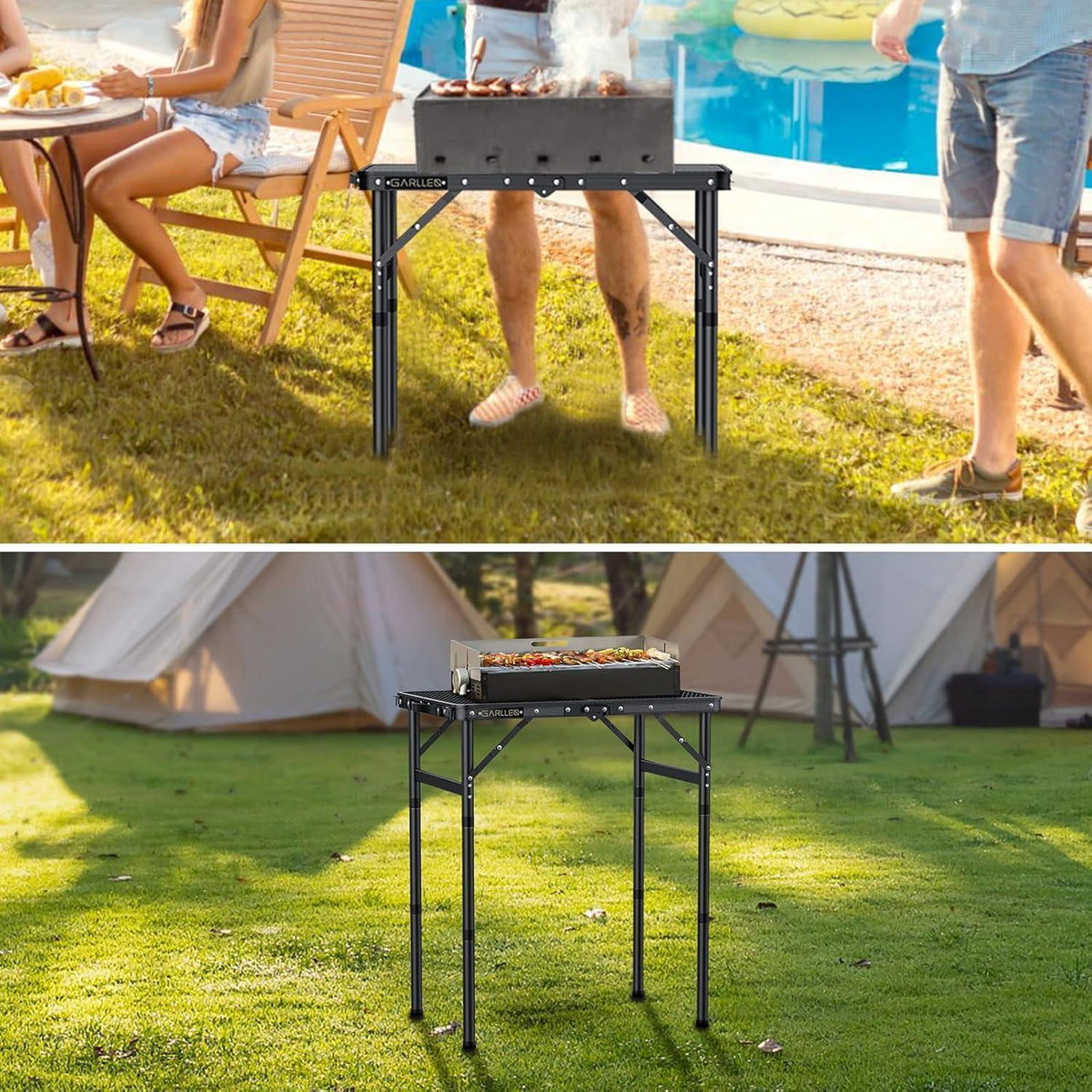Klapptisch Camping höhenverstellbar 58x40cm, leicht & robust