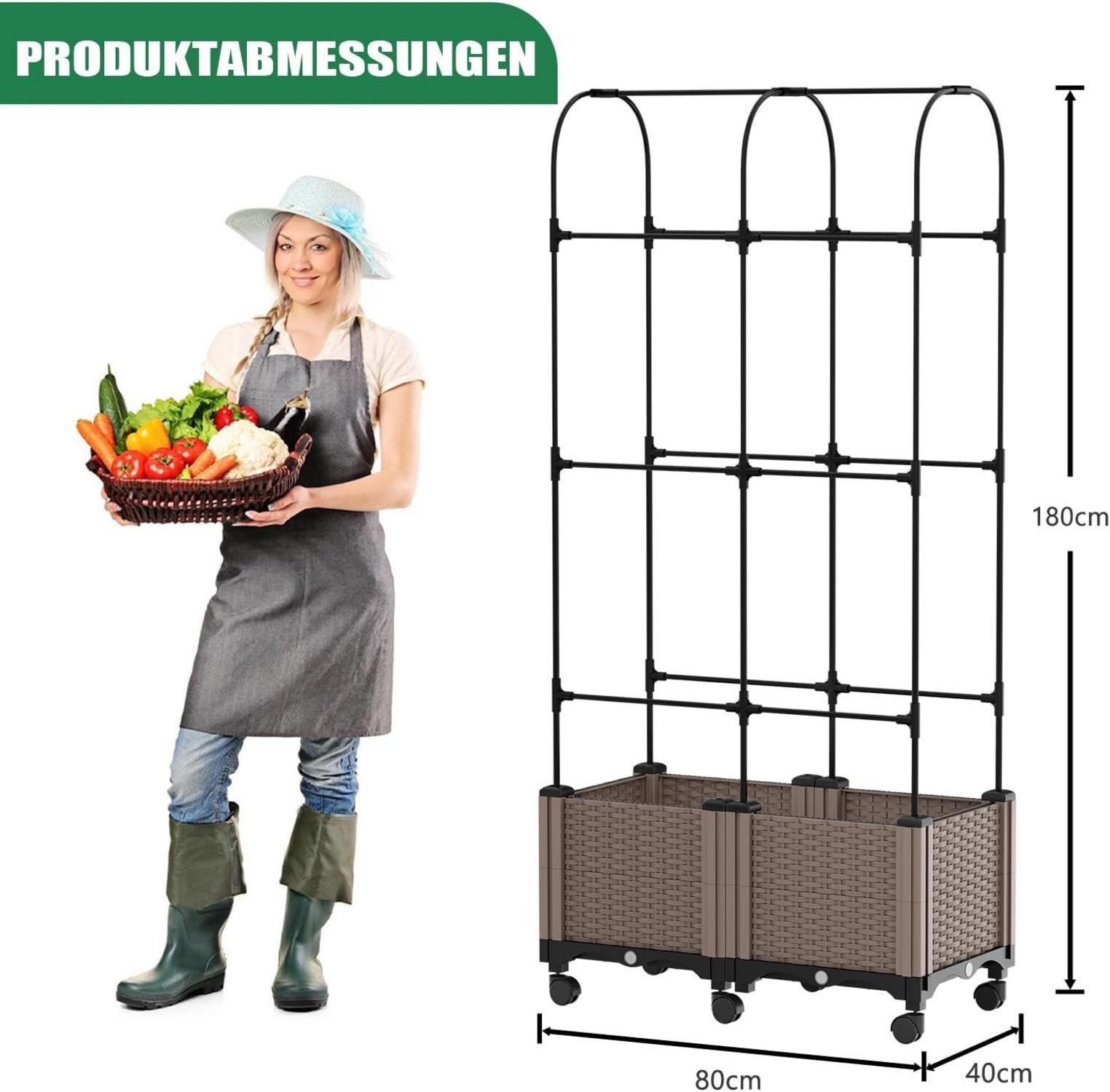 SUNYRISY Hochbeet Tomaten Rankhilfe Blumenkasten Rollenrad Rankgitter Obelisk
